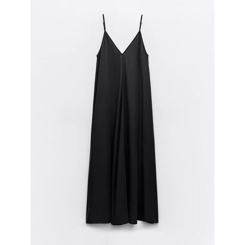 Za2024 Summer New Product Women's Clothes Sexy V-neck Strap Loose Vertical Midi Skirt Dress 3545796 626