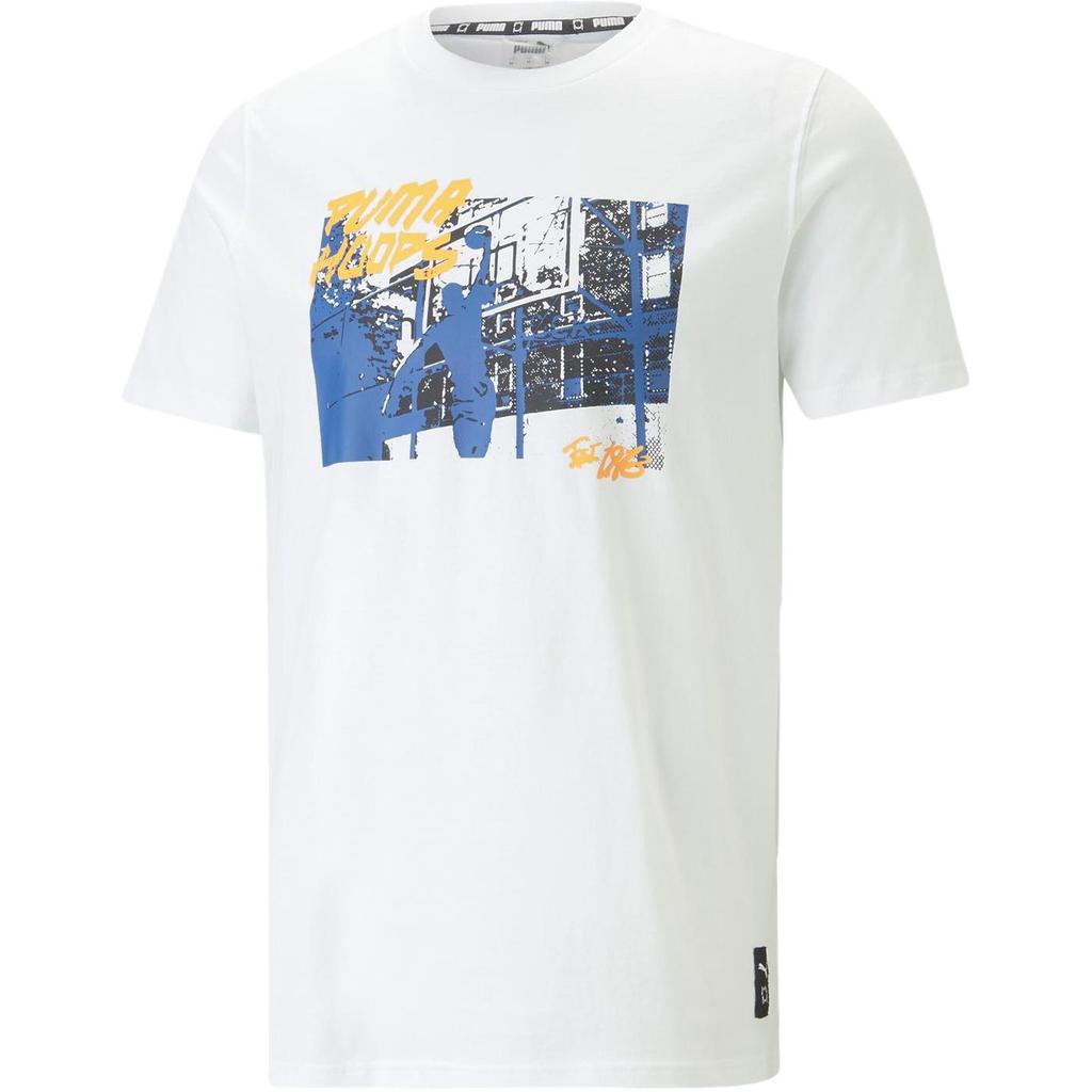 Puma Printed Crew Neck Short Sleeve T-Shirt Men Tops White 539497-01