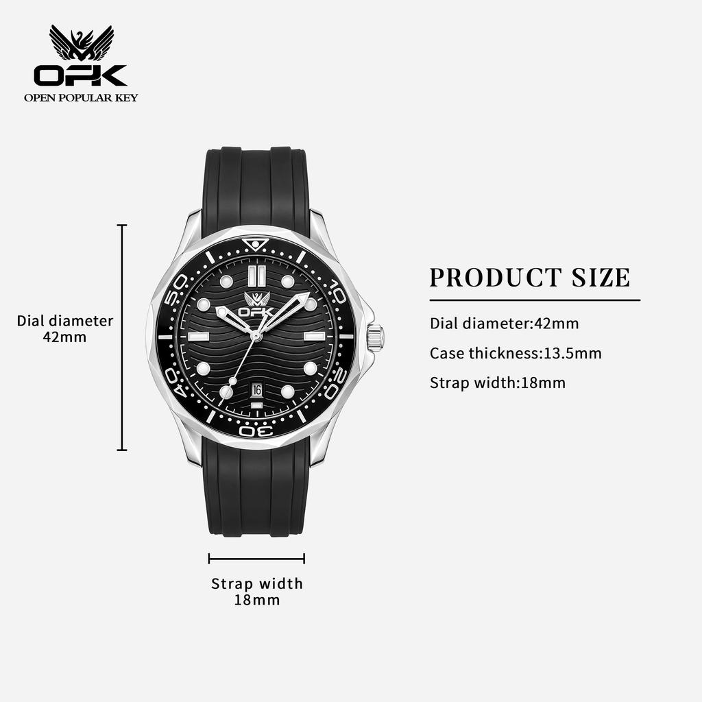 OPK Brand New Trendy Sport Daily Calendar Men's Watch with Night Light and Waterproof Quartz 6109