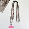 Mobile Phone Lanyard Crossbody for Women, Fashionable Flash Diamond Wide Strap, Long Outdoor Phone Case with Side Back Option