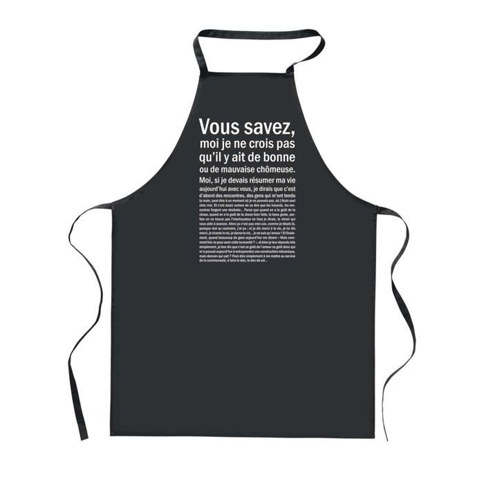 Tablier de cuisine - PLANETEE - Chômeuse - Noir 90x60 cm - Impression bretonne - Polyester résistant