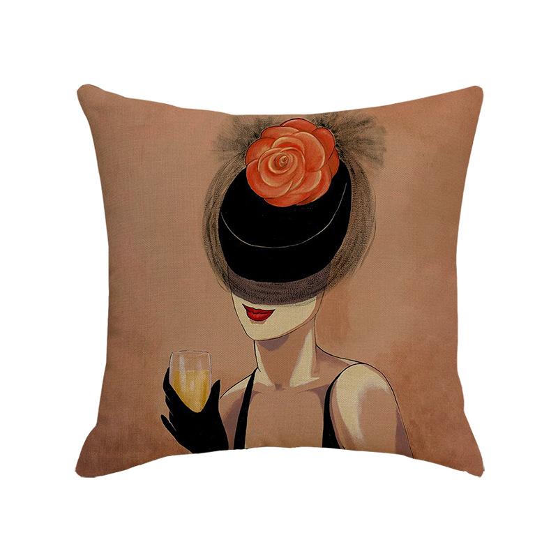 Character Linen Throw Pillow Cover Printed Car Sofa Bed Cushion Cushion Pillow Cover Home Furnishings