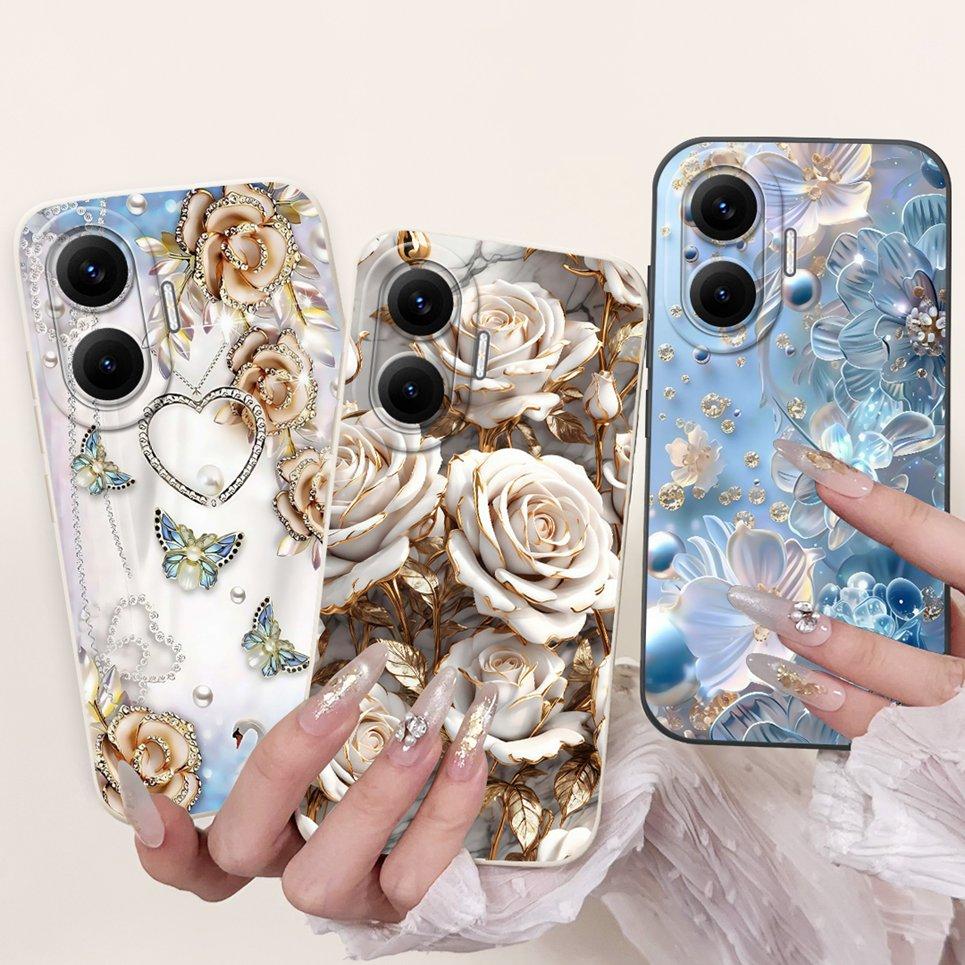 For Xiaomi Poco F7 Pro Ultra PocoF7 Poco F6 Cover Redmi Xiaomi Turbo 4 Pro Funda Flower Girly Rabbit Soft Phone Case Silicone