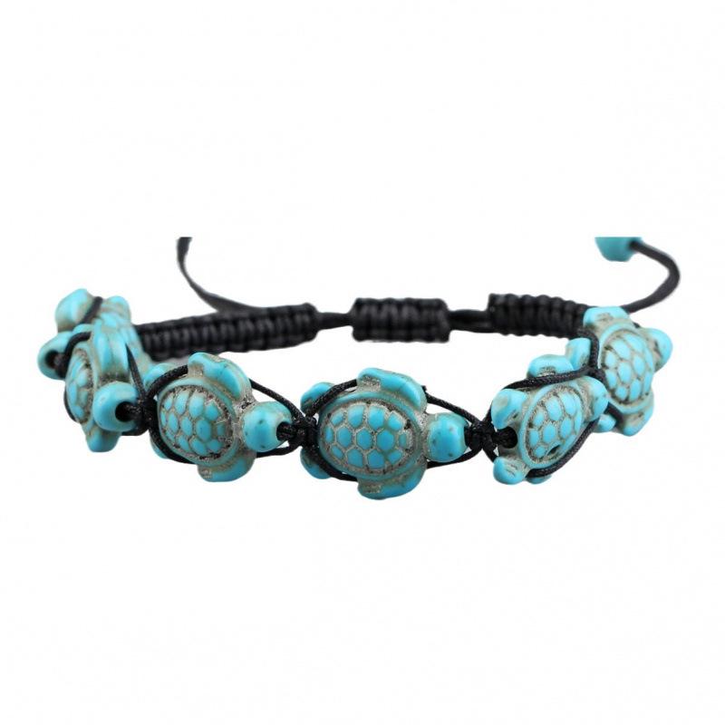 Bohemian Turquoise Turtle Handmade Woven Couple Bracelet
