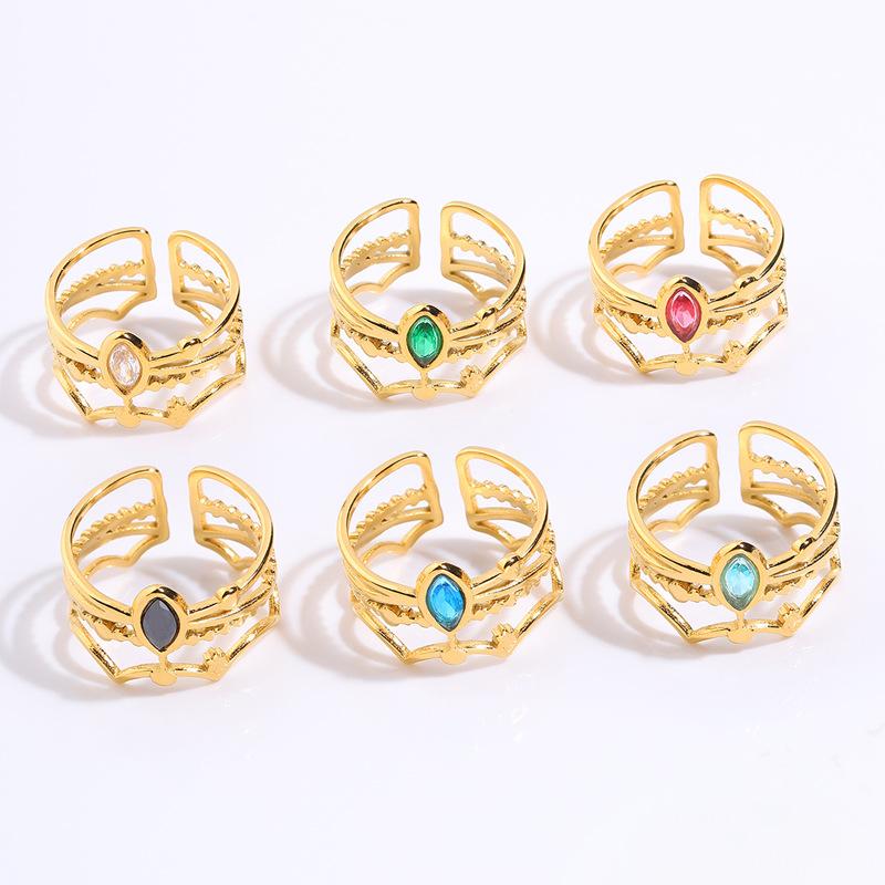 Light Luxury High-end Crown Colored Zircon Ring Does Not Fade Xiyin Hot-selling Couple Ring Jewelry