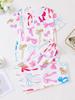 Women's Butterfly Print Pajama Set - Short Sleeve Top & Long Pants