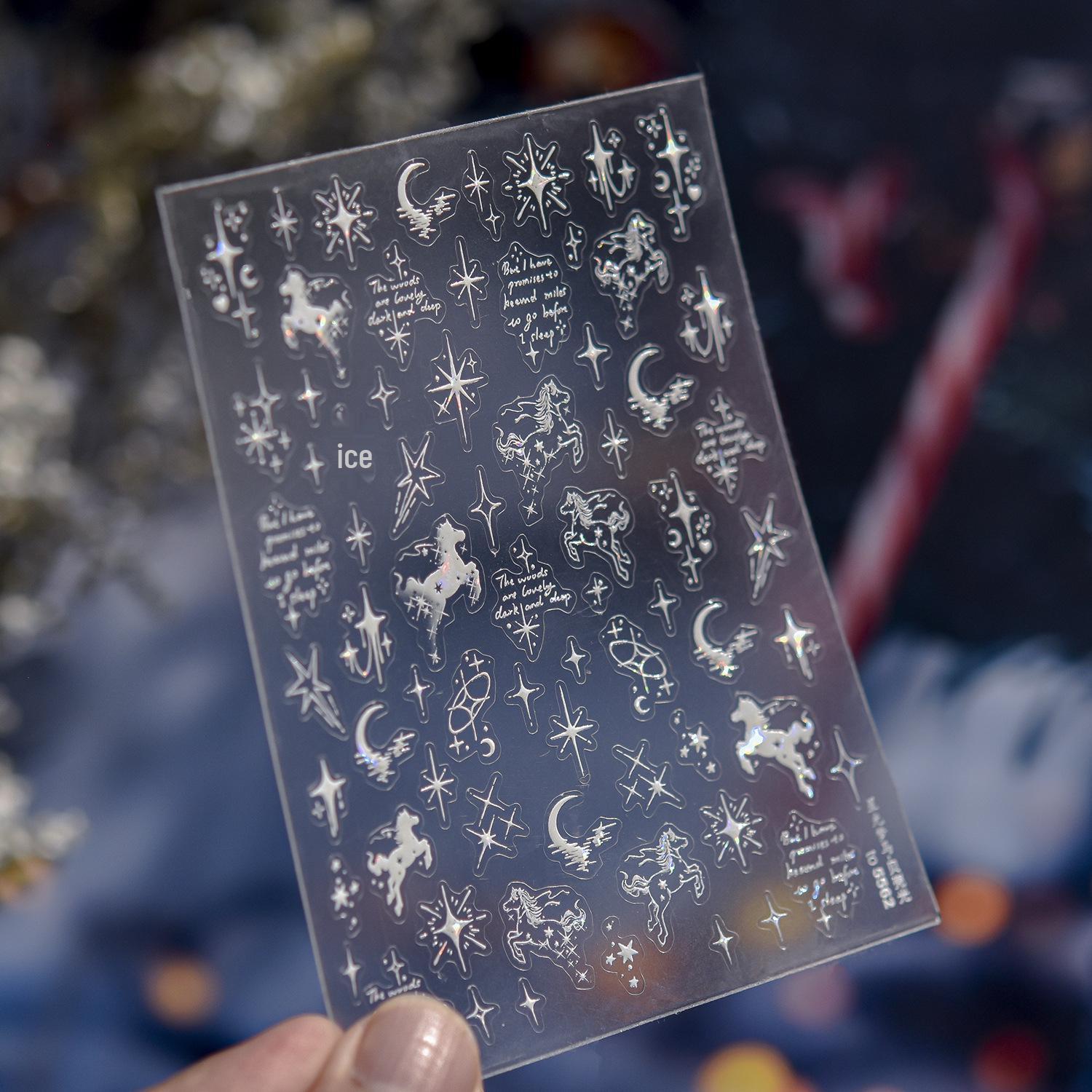 Tomoni Dreamy Starlight Horse Nail Stickers - Fresh Style Ornament Collection