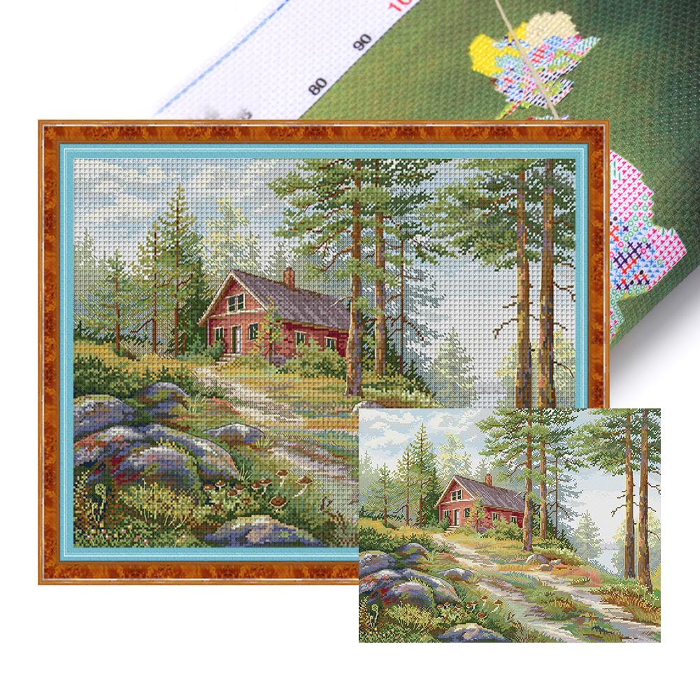 Full Embroidery Eco-cotton Thread 14CT Printed House Cross Stitch Kit Art