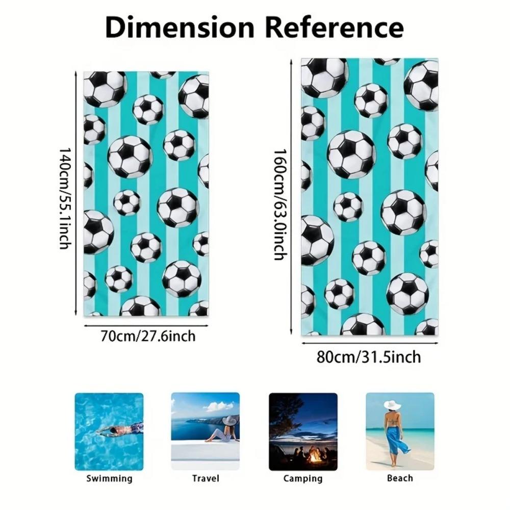 Soccer Themed Quick Dry Beach Towel Lightweight Fade Resistant Durable Microfiber Bath Towel for Beach Pool Sports Travel