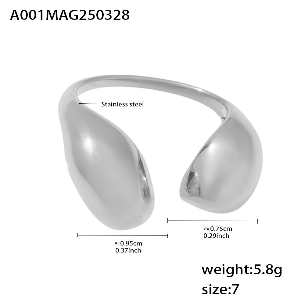 Qiong Yao Minimalist Stainless Steel Water Drop Adjustable Ring for Women Adjustable Size 7