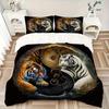 3pcs set Tiger YinYang 1 Quilt Cover + 2 Pillowcases, All Seasons Bedroom Setting, Perfect for Home and Dorm Decor a156