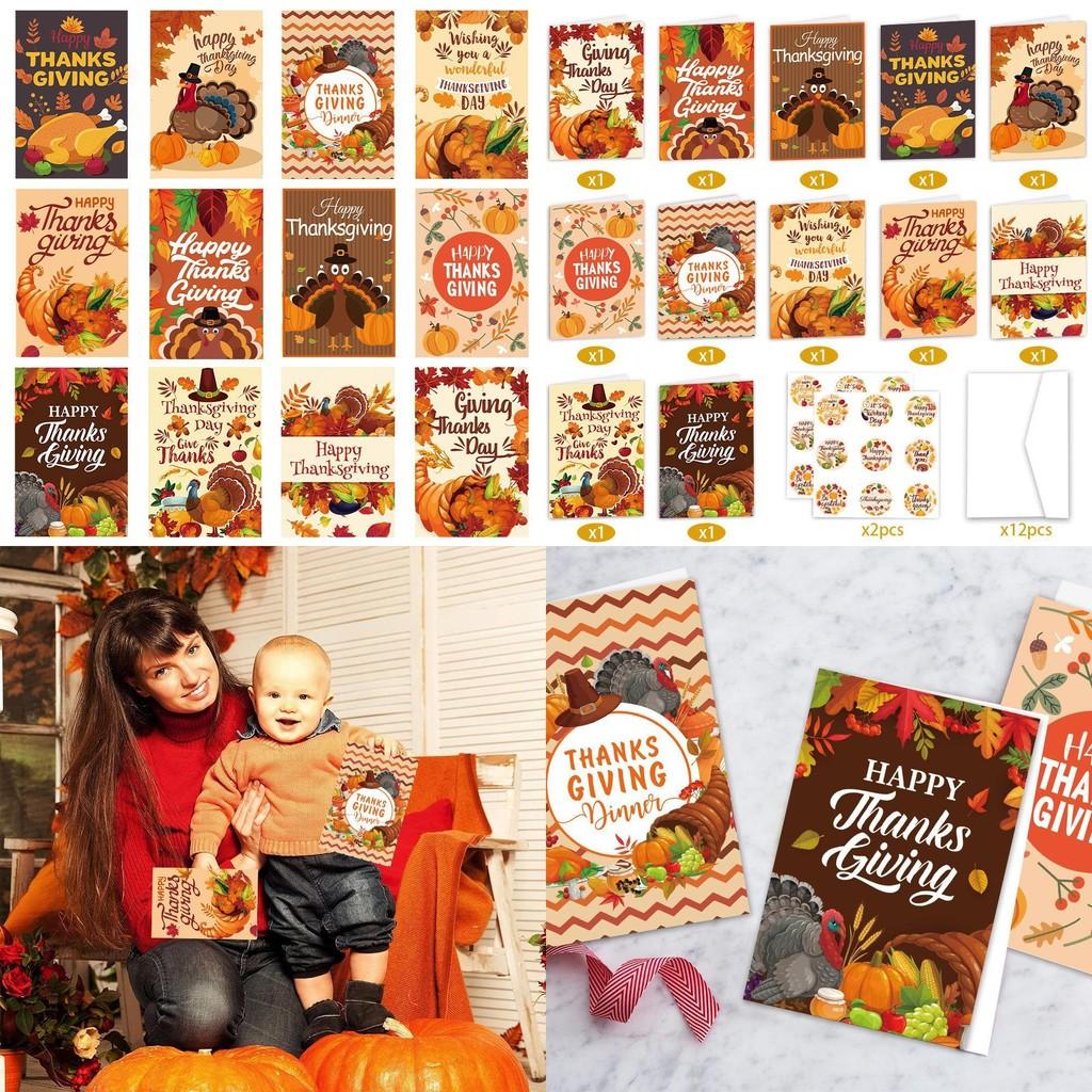 Thanksgiving Paper Turkey Envelope Greeting Cards Set Party Invitation Letter