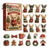 Interactive Holiday Game Animal Advent Calendar 2026 2D Christmas Countdown Box with Toy Acrylic Dog Pendants Festive Tree Hanging Decor Gift