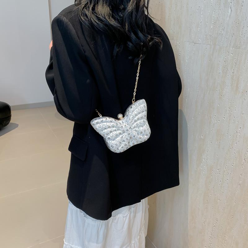 Small Handbag with Butterfly Clasp, Small Square Bag with Chain Strap for Cross-body Carrying, Red Envelope