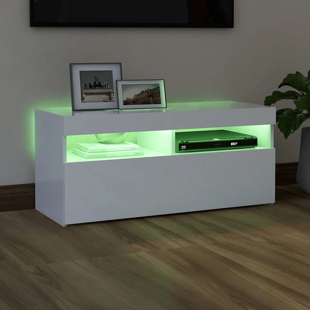 Moderne, Minimalistische TV-Schränke Mit LED-Lichtern, Wohnzimmer- Und Schlafzimmer-TV-Schränke, Stauraum-Sideboards, 90x35x40 Cm