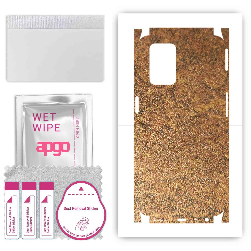 apgo Protective Skin Sticker for the back+sides compatible with Realme Narzo 30 5G, Full Wrap Film, Foil, Vinyl - Pattern Rusty Copper