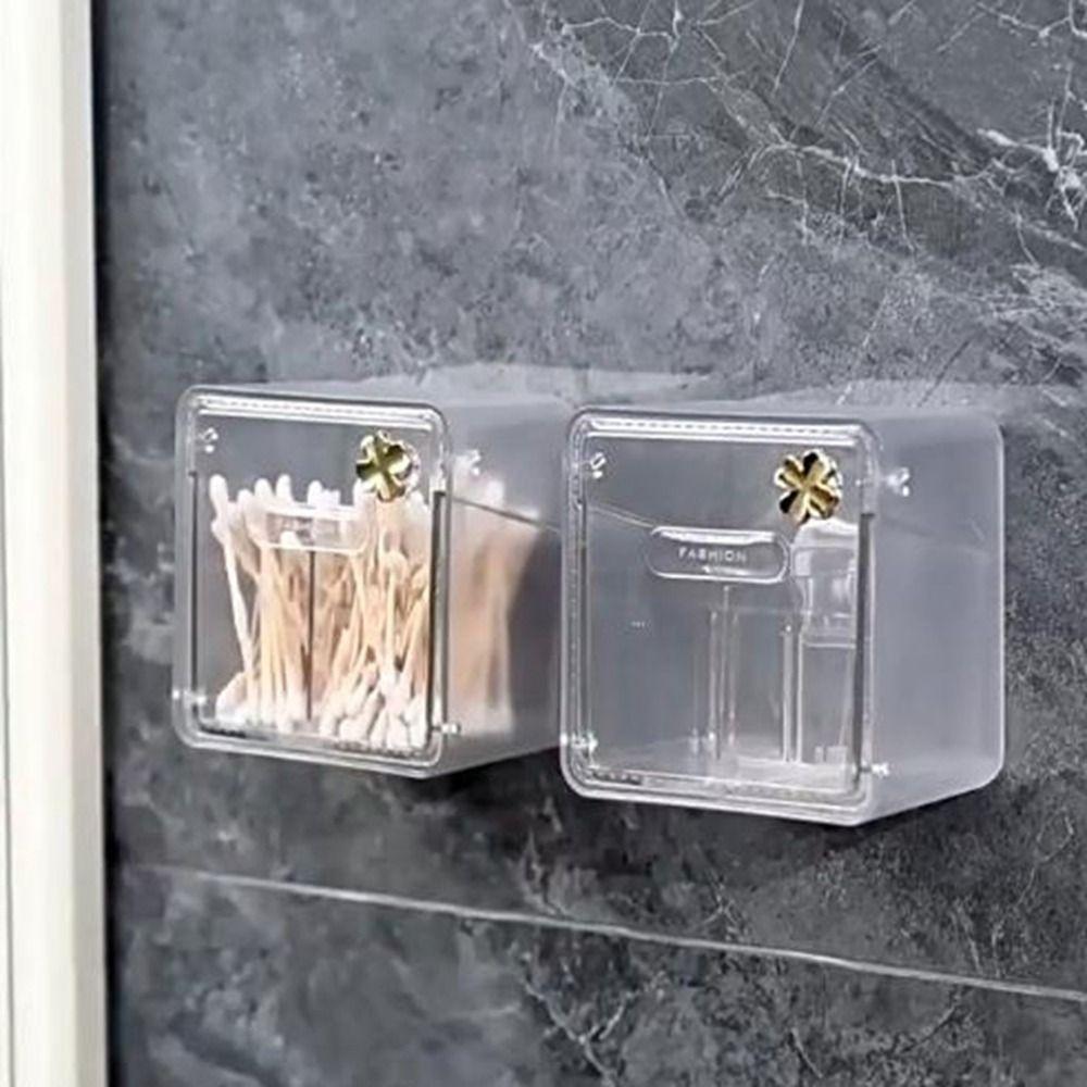 Dustproof Mirror Cabinet Storage Box Wall-mounted Cotton Swab Box Lipstick Storage Box  for Home