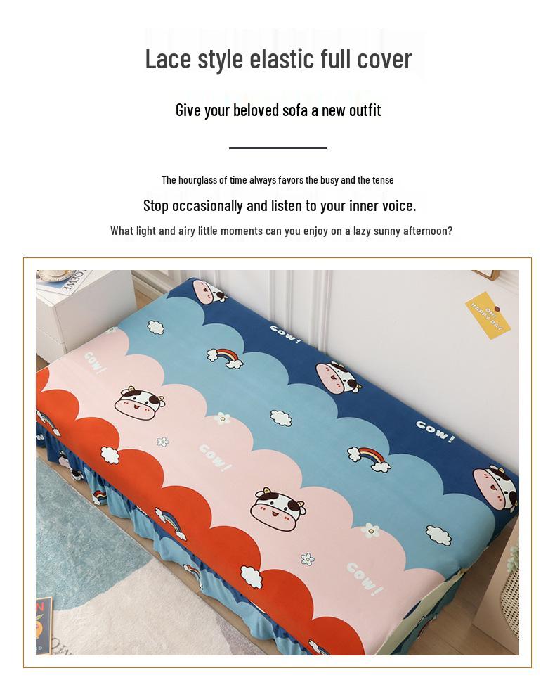 Universal Anti-slip All-Season Skirted Sofa Bed Cover for Armless and Foldable Sofas
