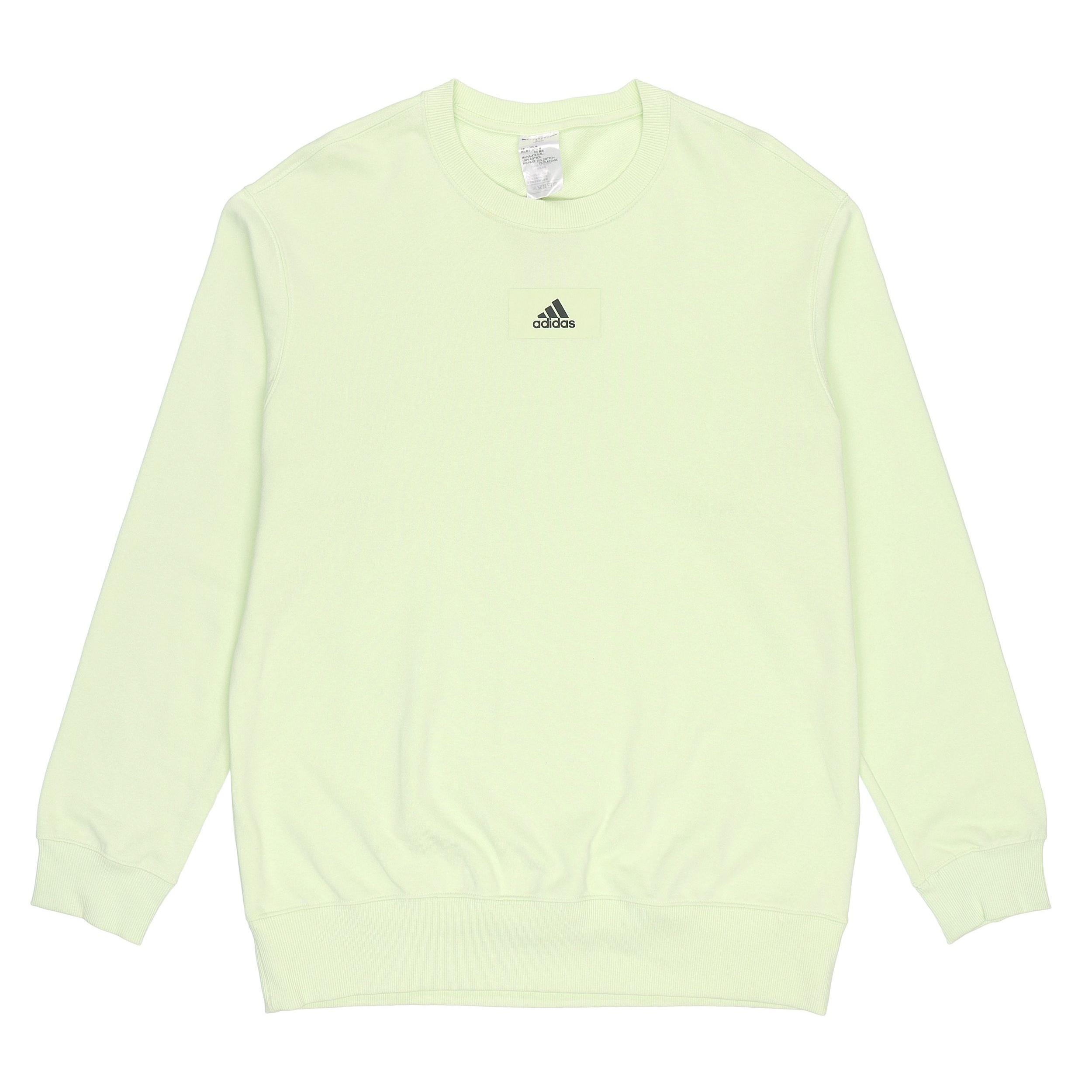 Men s adidas Fv Swt Cotton Sports Round Neck Pullover Acid Green HE4352 M