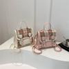Plaid College Style Backpack Handbag Teens School Bag Cute Women Crossbody Bag  Students