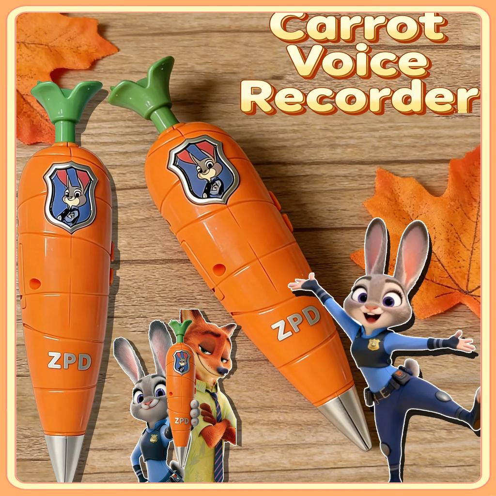 Horký Zootopia 2 Záznamové pero mrkev, Cosplay rekvizity Judy & Nick, Dětské psací potřeby | Mini nahrávání 60S | Gelové pero 2 v 1