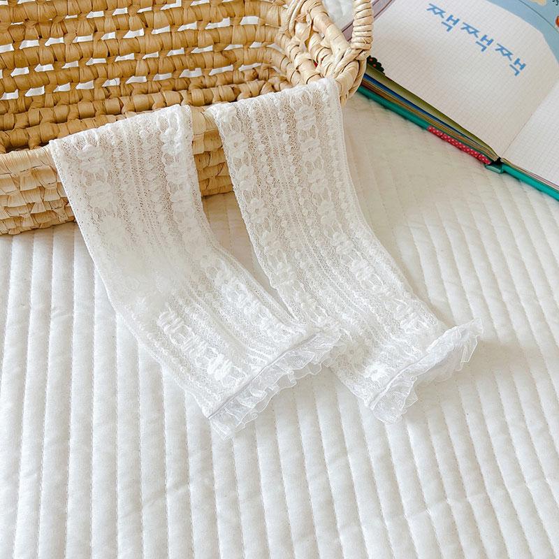 

Однотонные кружевные носки для маленькой девочки, летние сетчатые носки-гольфы принцессы, милые носки с оборками, дышащие тонкие носки до колена 0-3Y