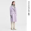 ELLASSAY Women's Elegant Lavender Wool Double-Breasted Long Coat
