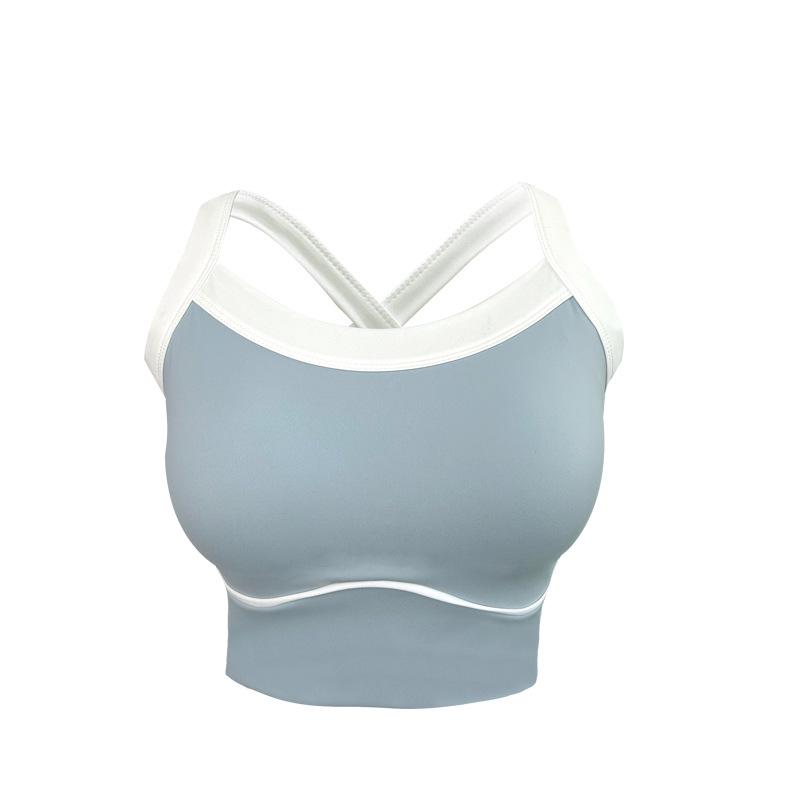 "Women's Shockproof Contrast Sports Bra - Yoga & Fitness Vest"