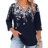 Women's Plus Size Floral Print 3/4 Sleeve Casual Top, Fashionable Loose Fit Blouse for Everyday Wear and ,
