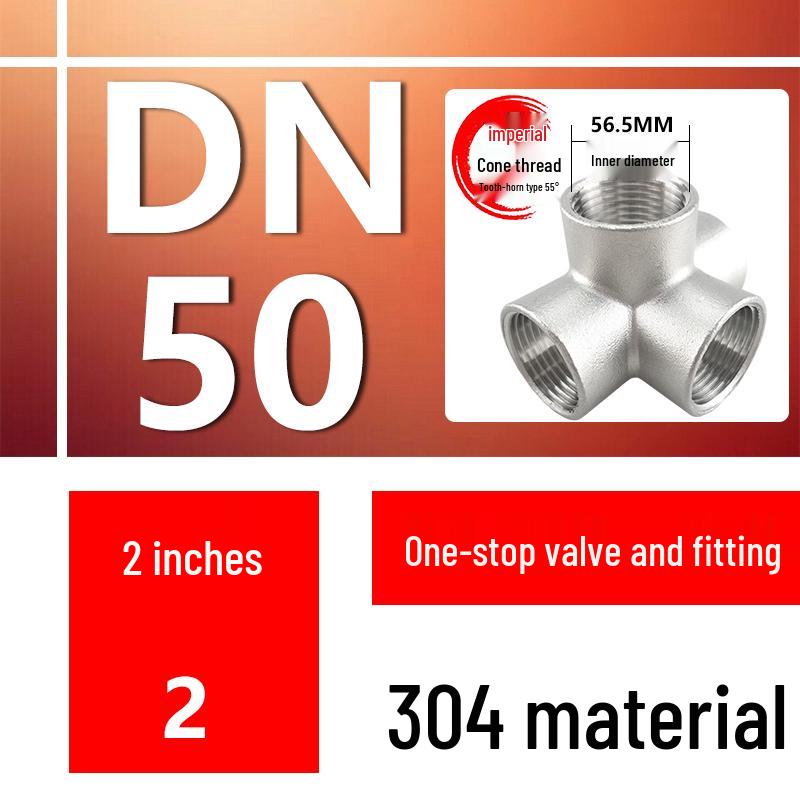 304 Stainless Steel Internal Threaded 3D Tee and Four/Five-Way Connector, DN25 Water Pipe Fittings