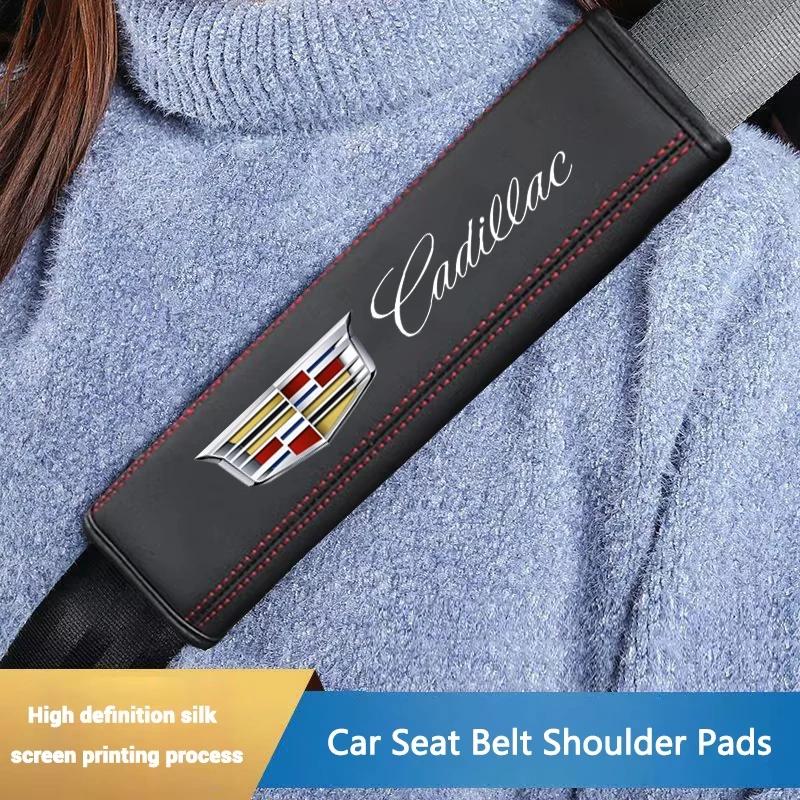 2PCS Printed Logo Car Safety Belt Pads Shoulder Cover for Cadillac Escalade CTS CT5 XT5 XTS XLR BLS SLS STS ATS XT4 CT4