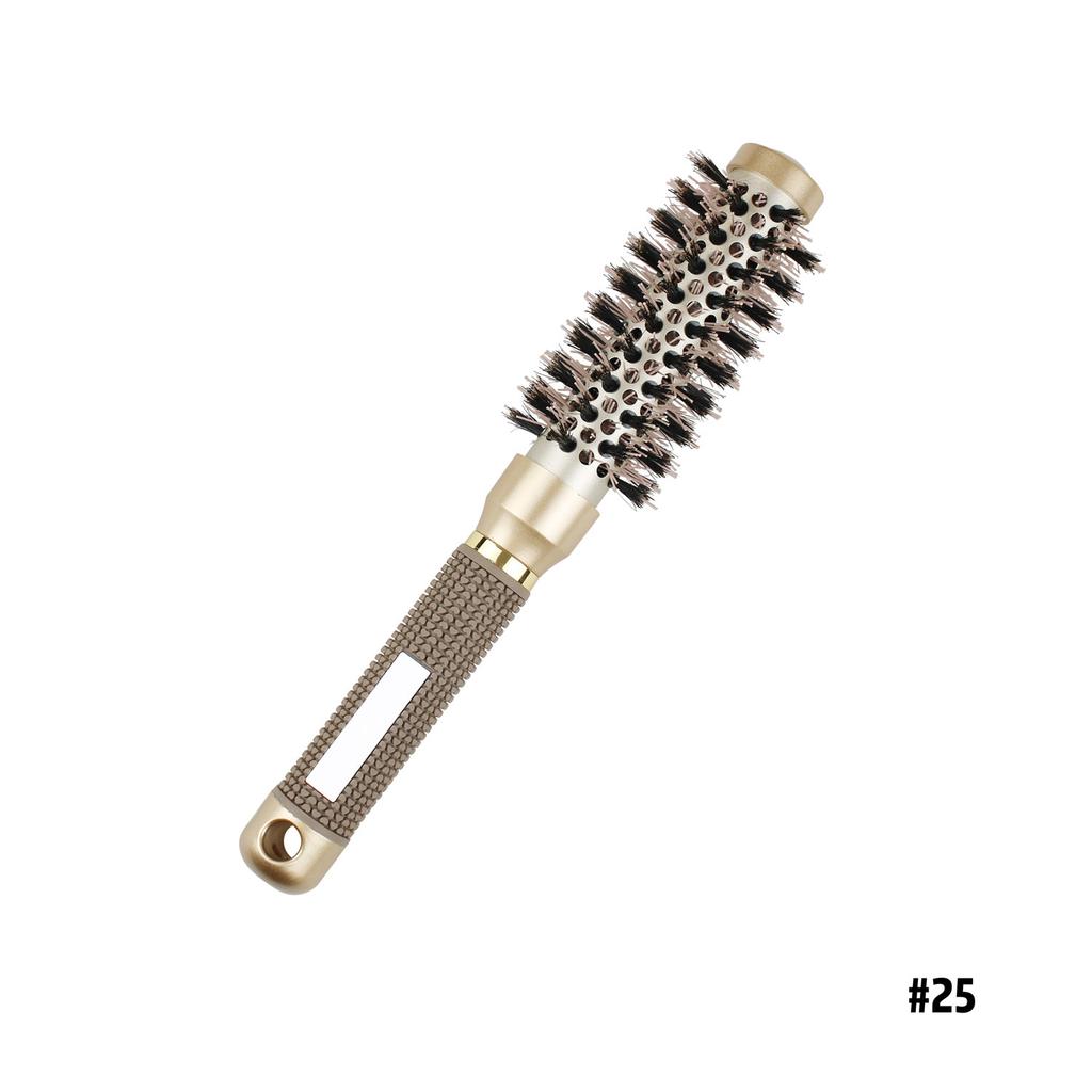Nylon Roller Brush - Gold Non-Slip Handle, Curl Defining Barrel - Salon Home Styling  Hair Tools Curly Hair Products Barber Comb