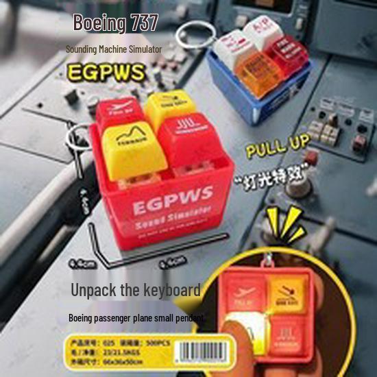 Grenzüberschreitendes EGPWS Flugzeug Notfallwarnung Aufleuchtendes Spielzeug Schlüsselanhänger Anhänger Geschenk