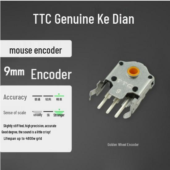 TTC Mouse Scroll Wheel, Gold & Green Wheel, Red Core 10-12MM, Silver Core 14MM, 9MM-11MM Kailh.