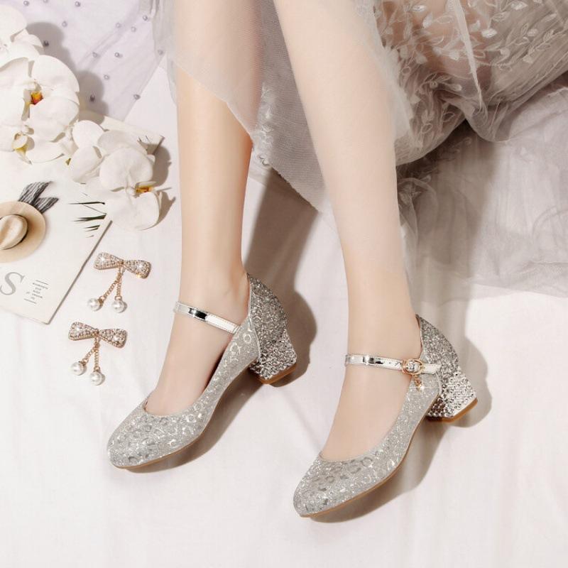 Summer children's sandals women's new student high-heeled princess shoes solid color rubber sole bag head medium and older children's girls' sandals