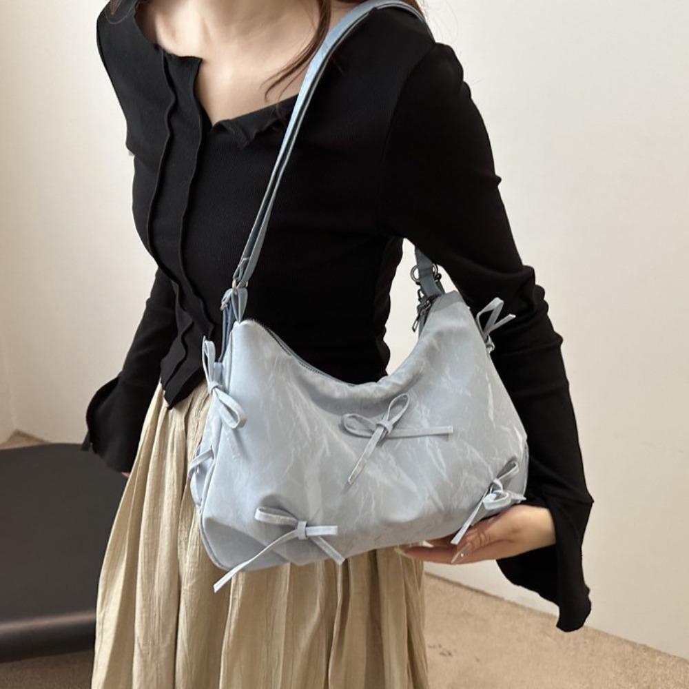 Large Capacity Women's Totes Handbags Soft Bowknot Crossbody Bag Single Shoulder Bag  Girls