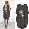 Women's Casual Loose Fit Pullover Dress with Round Neck and Pockets Featuring Printed Floral Design Comfortable Everyday Wear