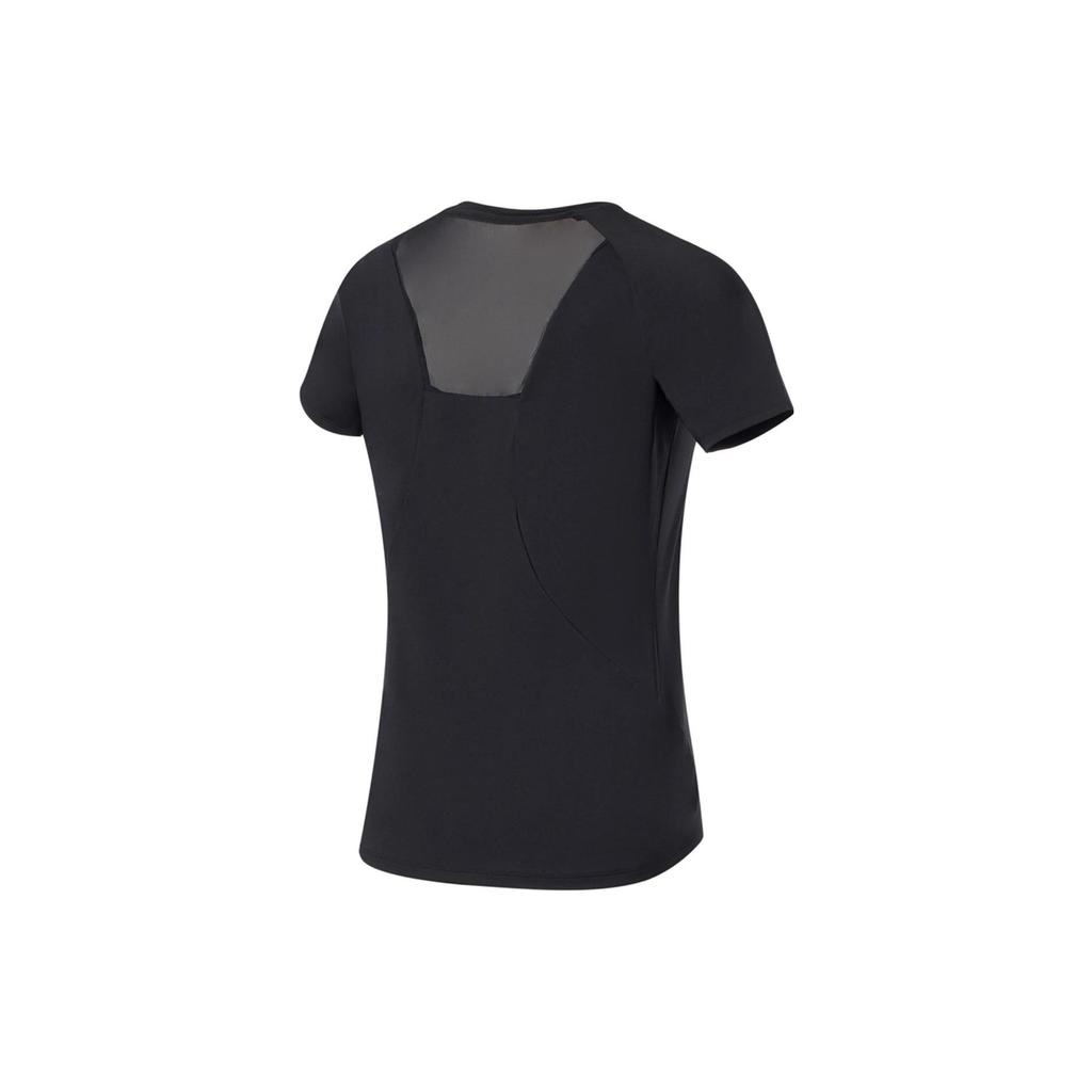Li Ning Training Series Solid Color Round Neck Pullover Short Sleeve T-Shirt Women Tops Black ATSSA12-2