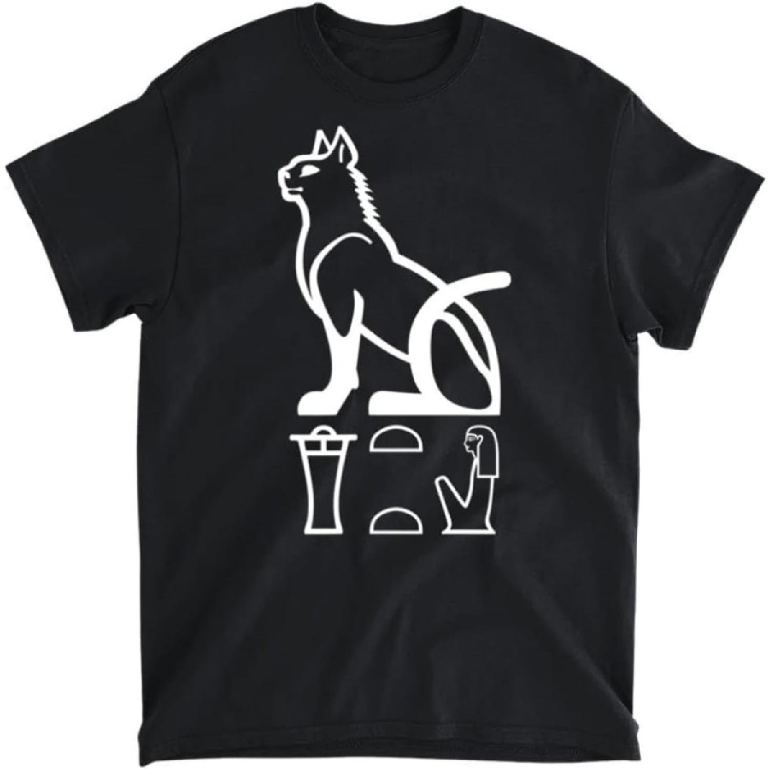 

DHPSHOP Egyptian Goddess Bastet in Ancient Egyptian Hieroglyphics T-Shirt, Long Sleeve Shirt, Sweatshirt, Hoodie Unisex Adult Size Made in Canada XXXXXL різнокольоровий