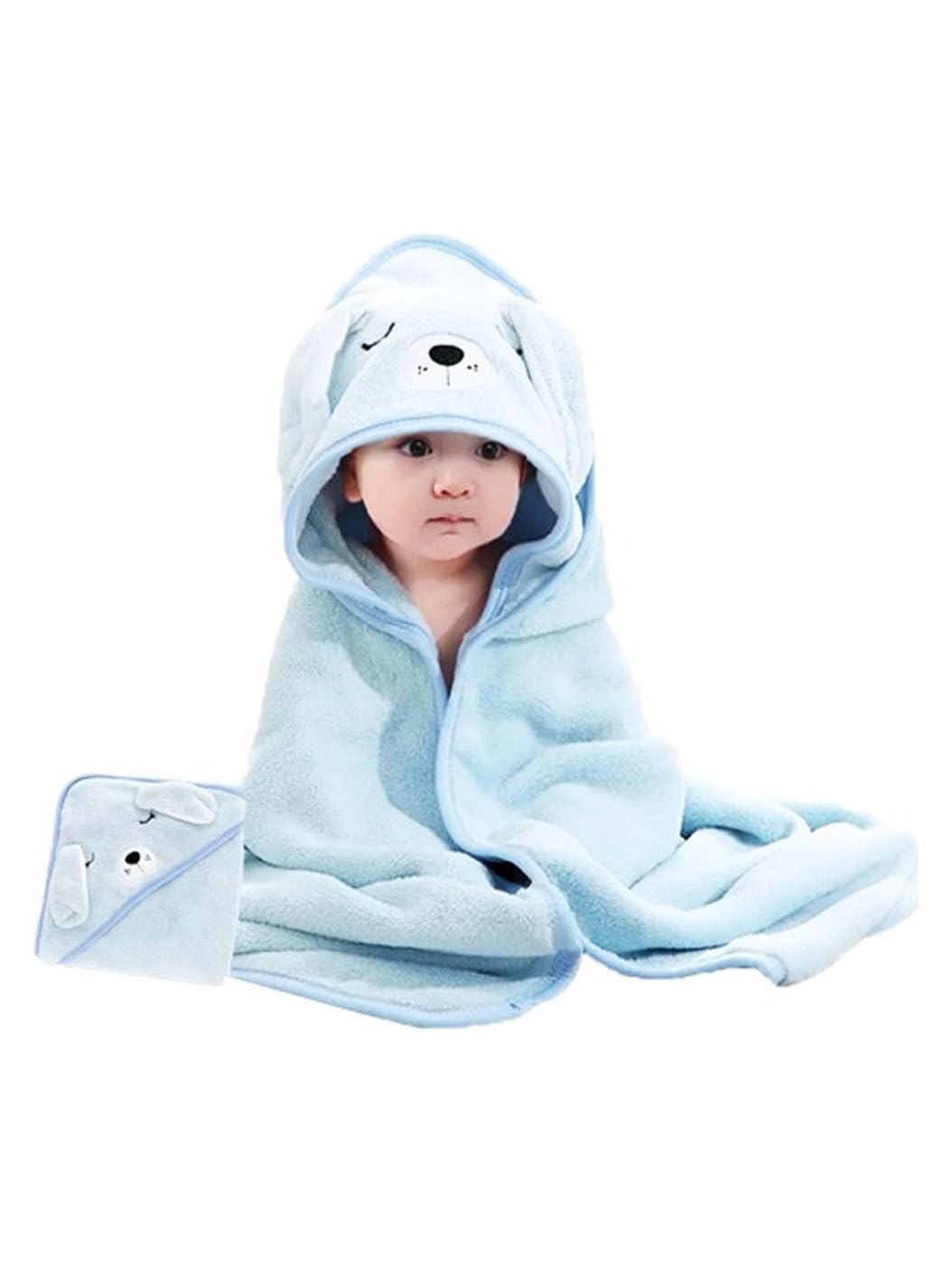 

miaotti Baby Bath Hooded Baby Bath Baby Bath Polyester Towel, Bathrobe, Poncho, Towel, (Blue, Dog)