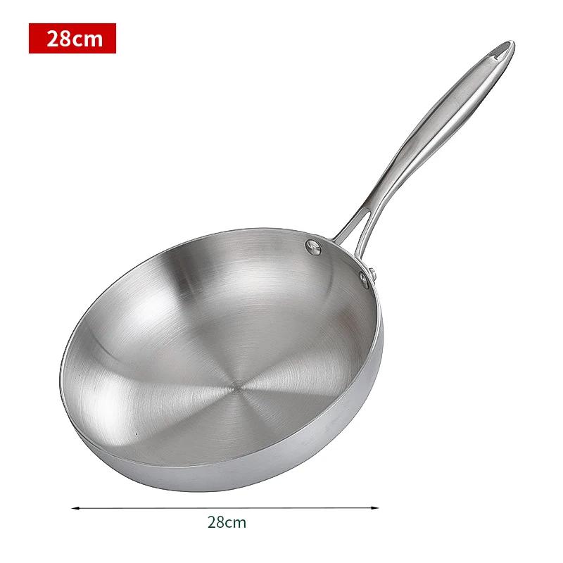 PDG1 304 Stainless Steel Non Stick Pan for Frying Steak Uncoated Kitchen Cookware Suitable for Gas Stoves and Induction Cookers