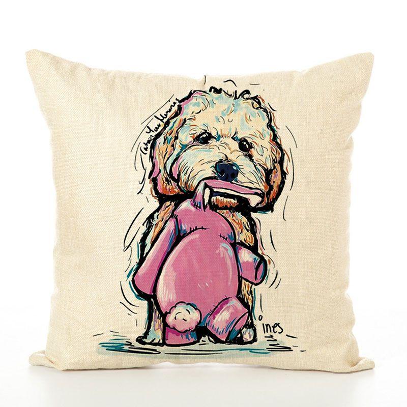 Pet Cute Dog Pillow Case Throw Pillow Cover Sofa Cushion Cover Home Office Decor