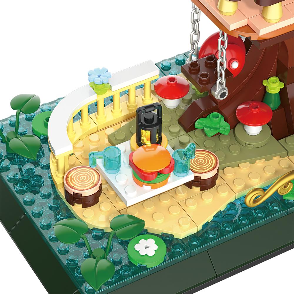 1130PCS Kreative Sakura Baumhaus Bausteine Stadt Straßenansicht Architekturmodell Mikrosteine Geschenk Spielzeug für Kind Mädchen Erwachsener