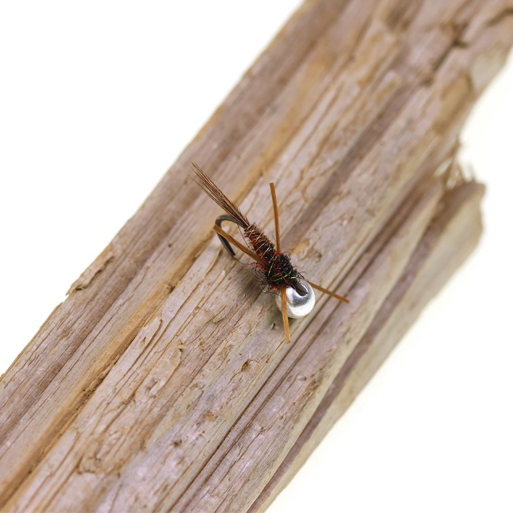 6PCS #14 #16 Barbless Jig Stonefly Nymph Fly Rubber Legs, Pheasant Tail, Bead Head Fast Sink Euro Nymph Trout Bass Fishing Lures