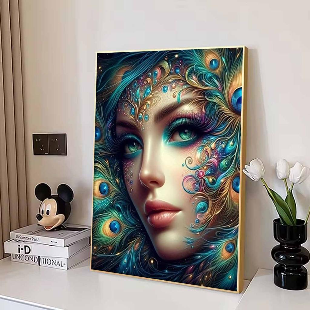 Peacock Gemstone Diamond Painting Art Piece Set, 5D DIY Round Rhinestone Cross Stitch Crafts and Crafts Decorative Mural Gifts