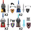 MOC Medieval Knight Castle Figures Building Blocks Weapon Wolf Swordsmen Guard Bow Arrow Shield Flags Warhorse Toys Gifts S002