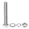 uxcell Hex Thread Bolts, Nuts, and Flat Lock Washer Kit, M8 X 50mm, 304 Stainless Steel, Fully Threaded Hex Bolts, Set of 4