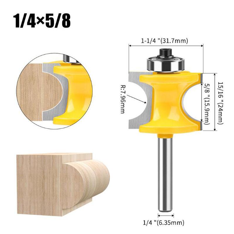 6mm Shank 1/4inch Shank Half Round Bit Convex Edging Bits for Wood End Mill Woodworking Tool Industrial Grade Milling Cutter