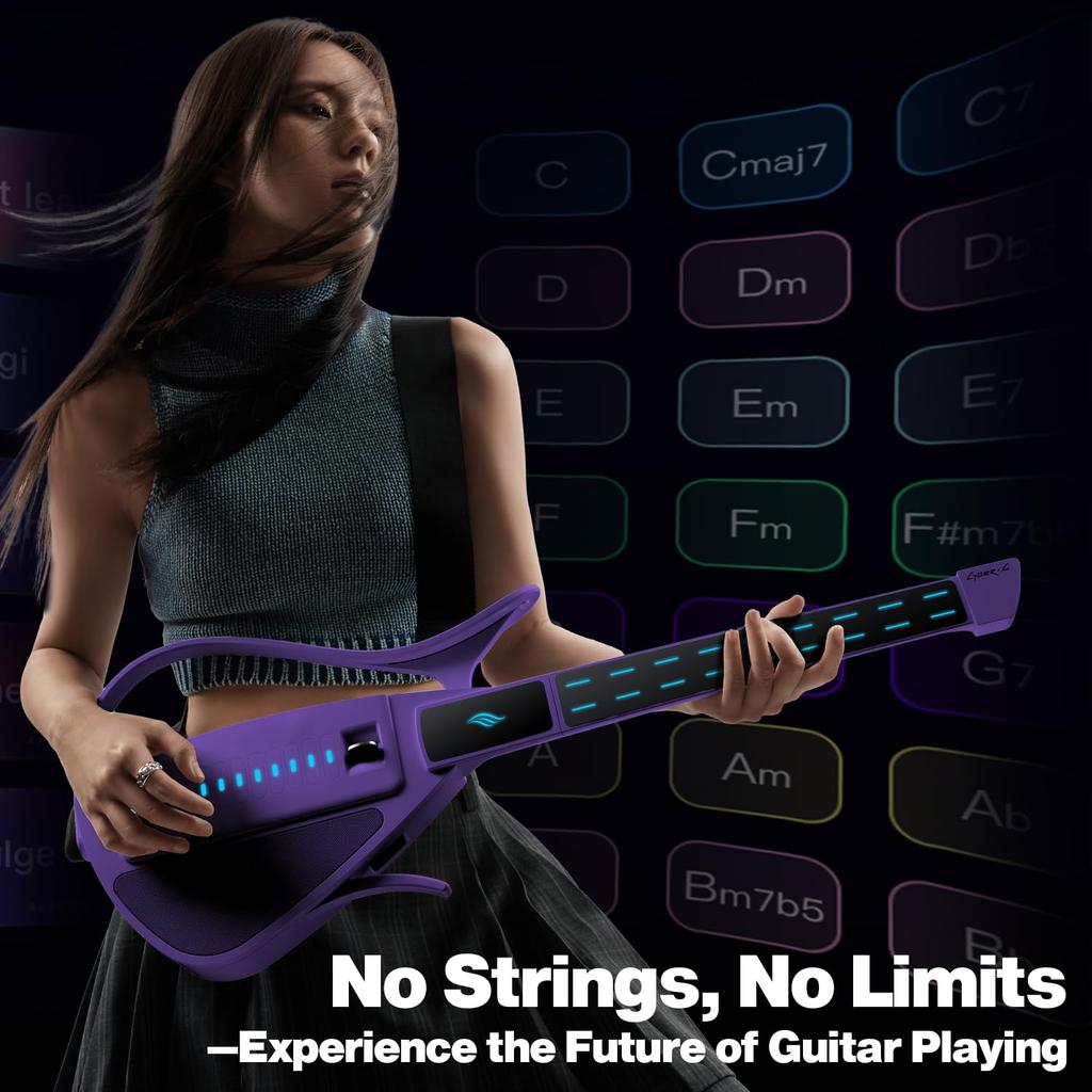 ENYA CYBER-G Smart Stringless Electric Guitar Foldable, Portable Travel Guitar with App-Linked Chord Looper & Band Mode Built-in SpeakerDrum