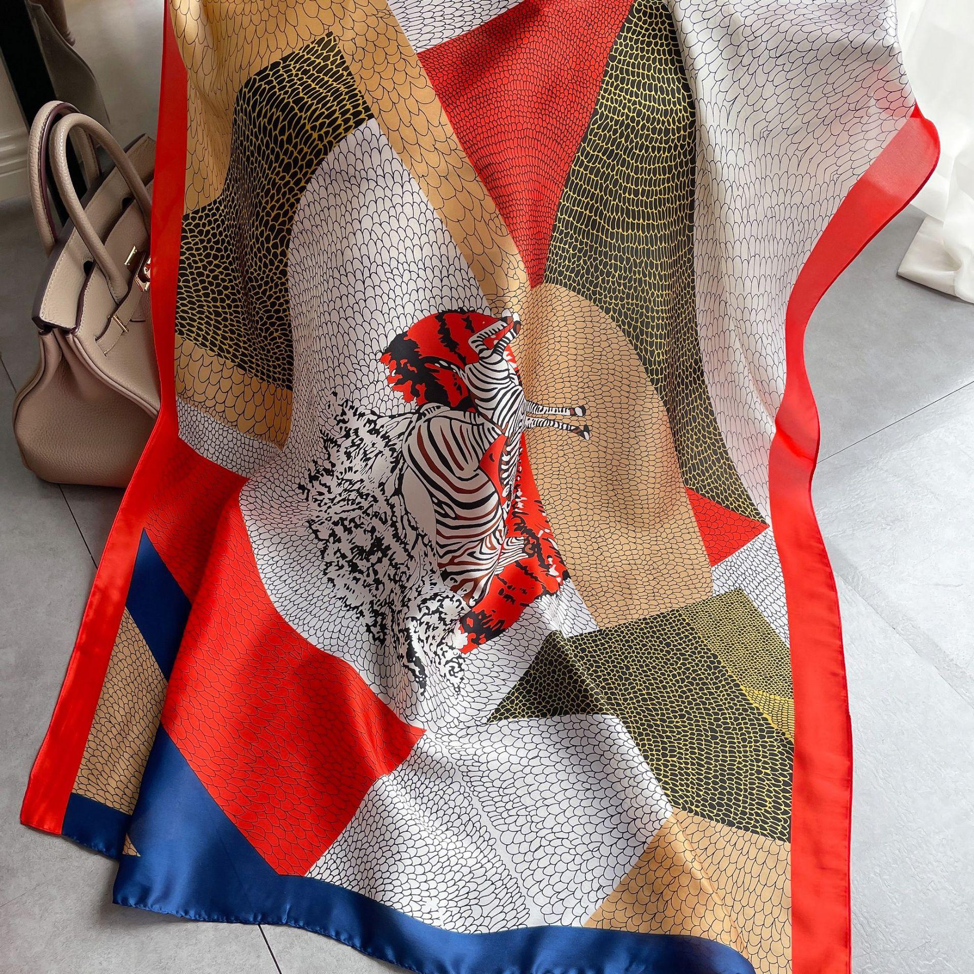 

Высококачественные роскошные шелковые шарфы, повязка на голову, шарфы, шейный шарф для женщин, шелковый шарф с цепочкой, женская декоративная шаль 180-90cm